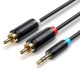 CABLE AUDIO ESTEREO JACK 3.5/M 2xRCA/M 0.5 M NEGRO VENTION